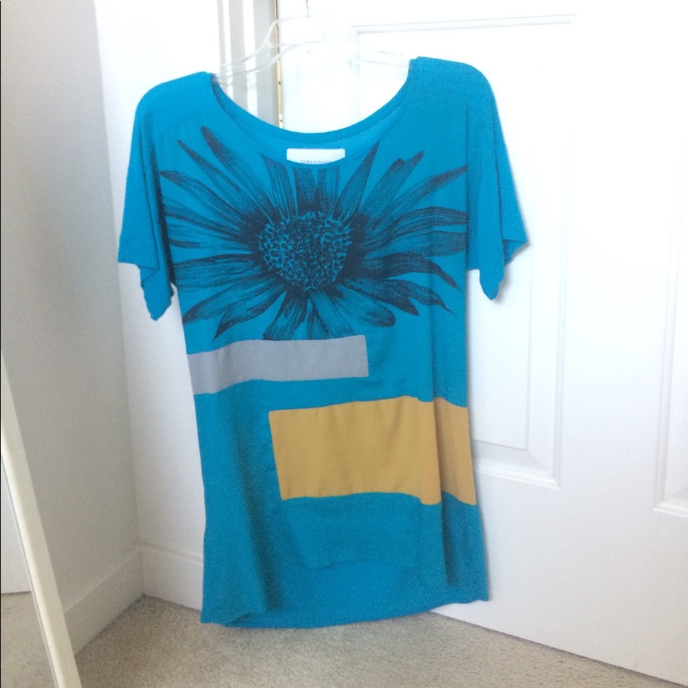Floral Turquoise and Gold Shirt