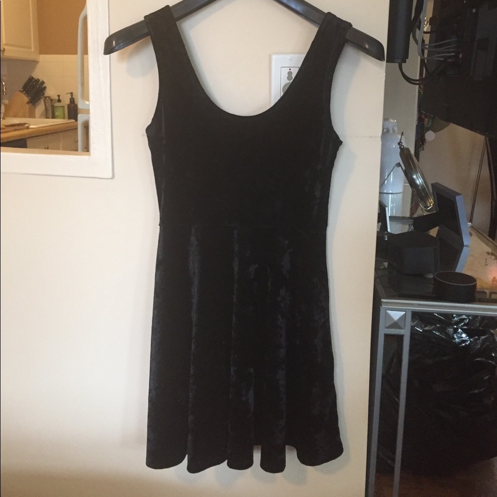 Black velvet mini dress