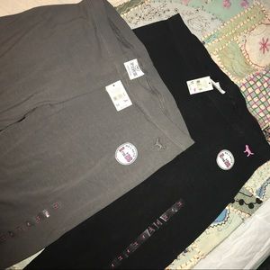 TWO PAIRS: PINK Gray & Black Leggings