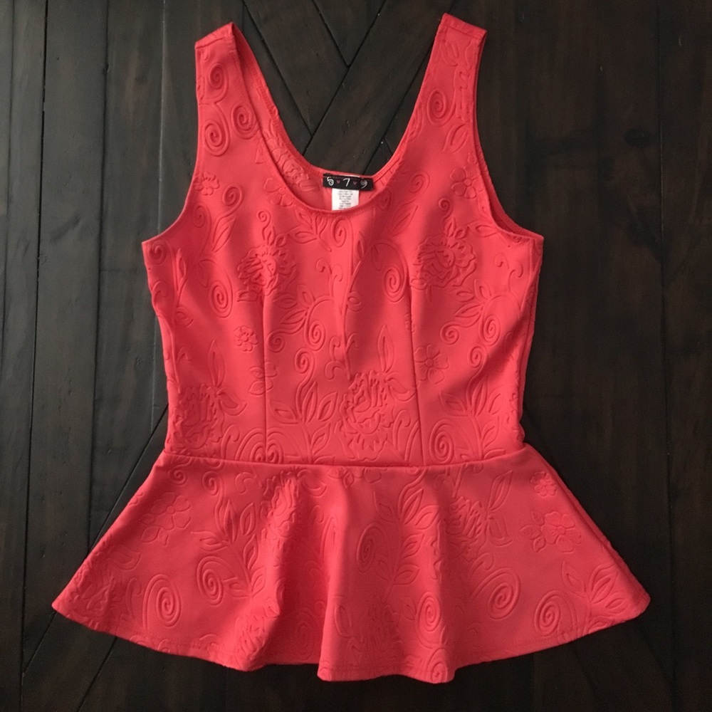 Coral Peplum Top (see size note in description)