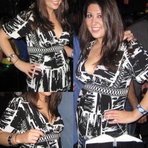 BCBG Max Azria abstract black and white dress