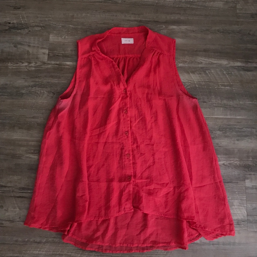 coral button down tank top. size XL.