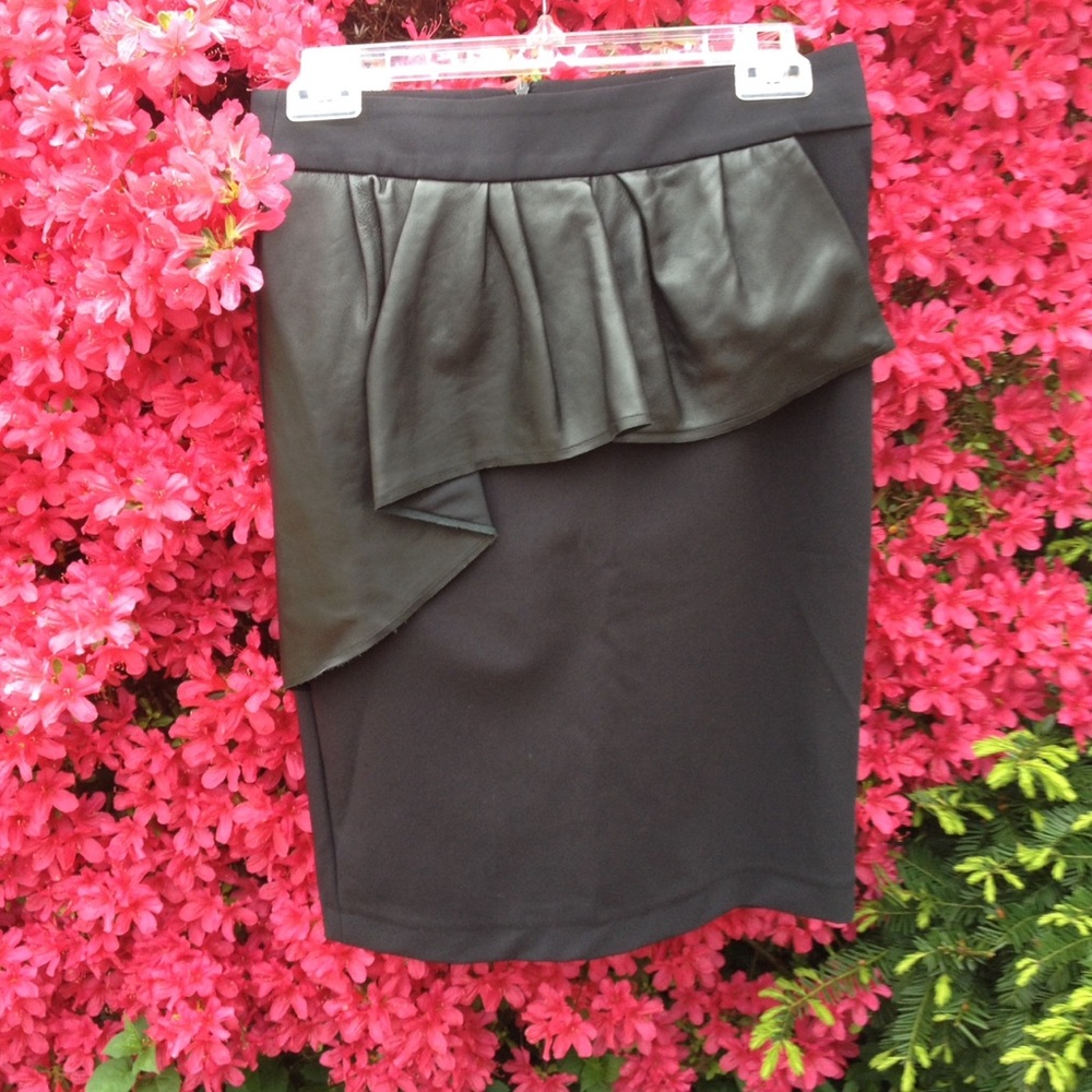 Zara Woman black pencil midi skirt genuine leather