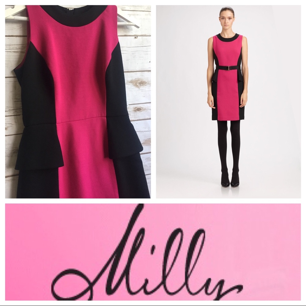 MILLY Peplum Dress Color Block "Olivia"