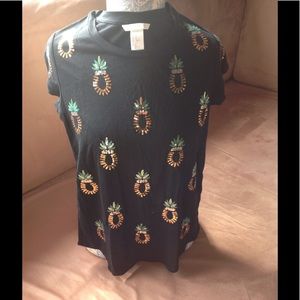 Black t-shirt with sequin pineapple use few times.