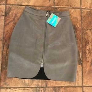 Faux Suede Zip through mini Skirt