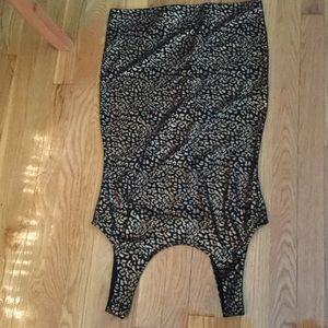 Gold metallic cheetah print body con dress
