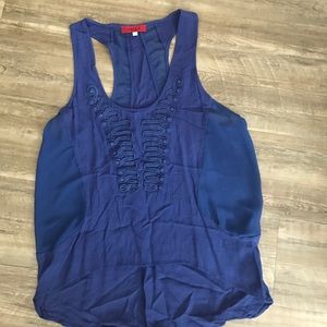 Blue Akira racer back blue tank top