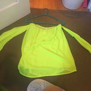 Green off the shoulder shirt