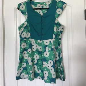 Tulle Circle Print Cap Sleeve Top