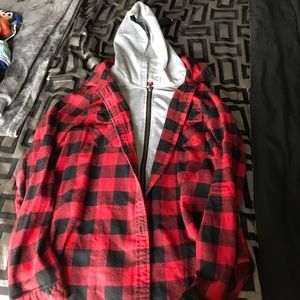 Black and red flannel jacket
