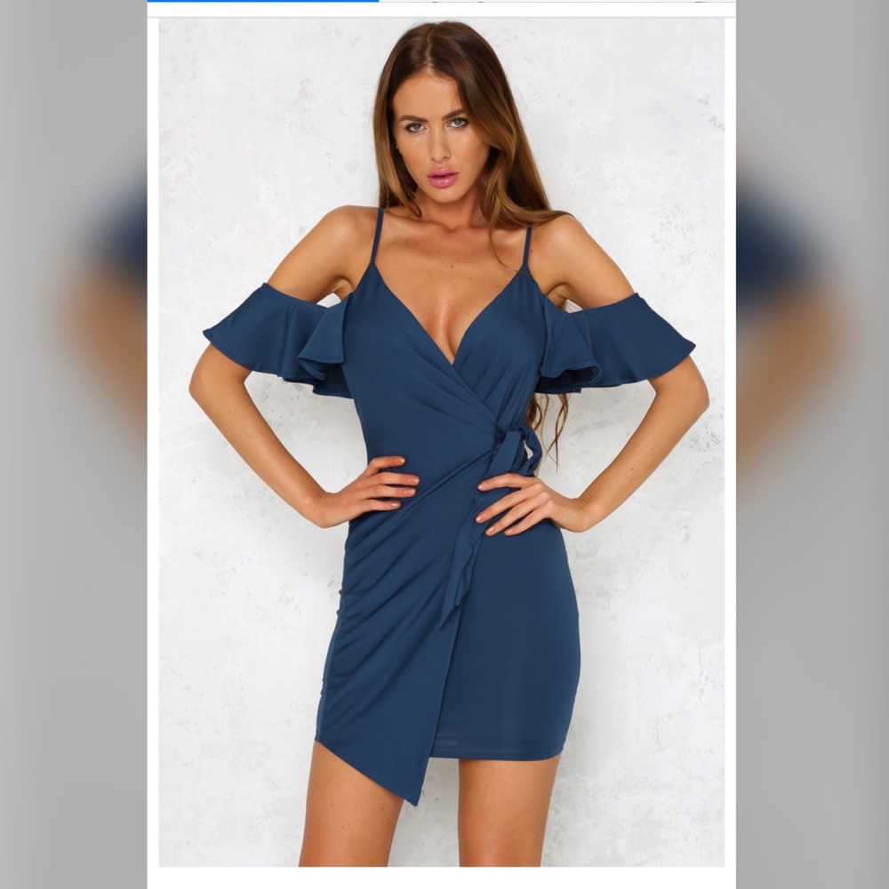 Navy Blue Cocktail Wrap Dress