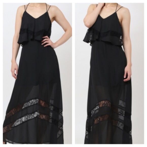 Dresses & Skirts - Black Multi Layer Spaghetti Strap Maxi Dress
