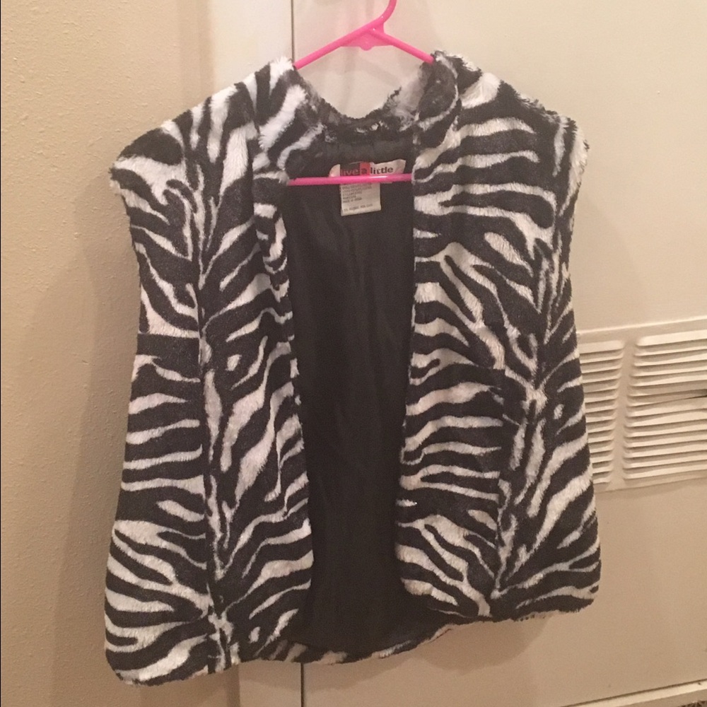 Zebra Print Fur Vest