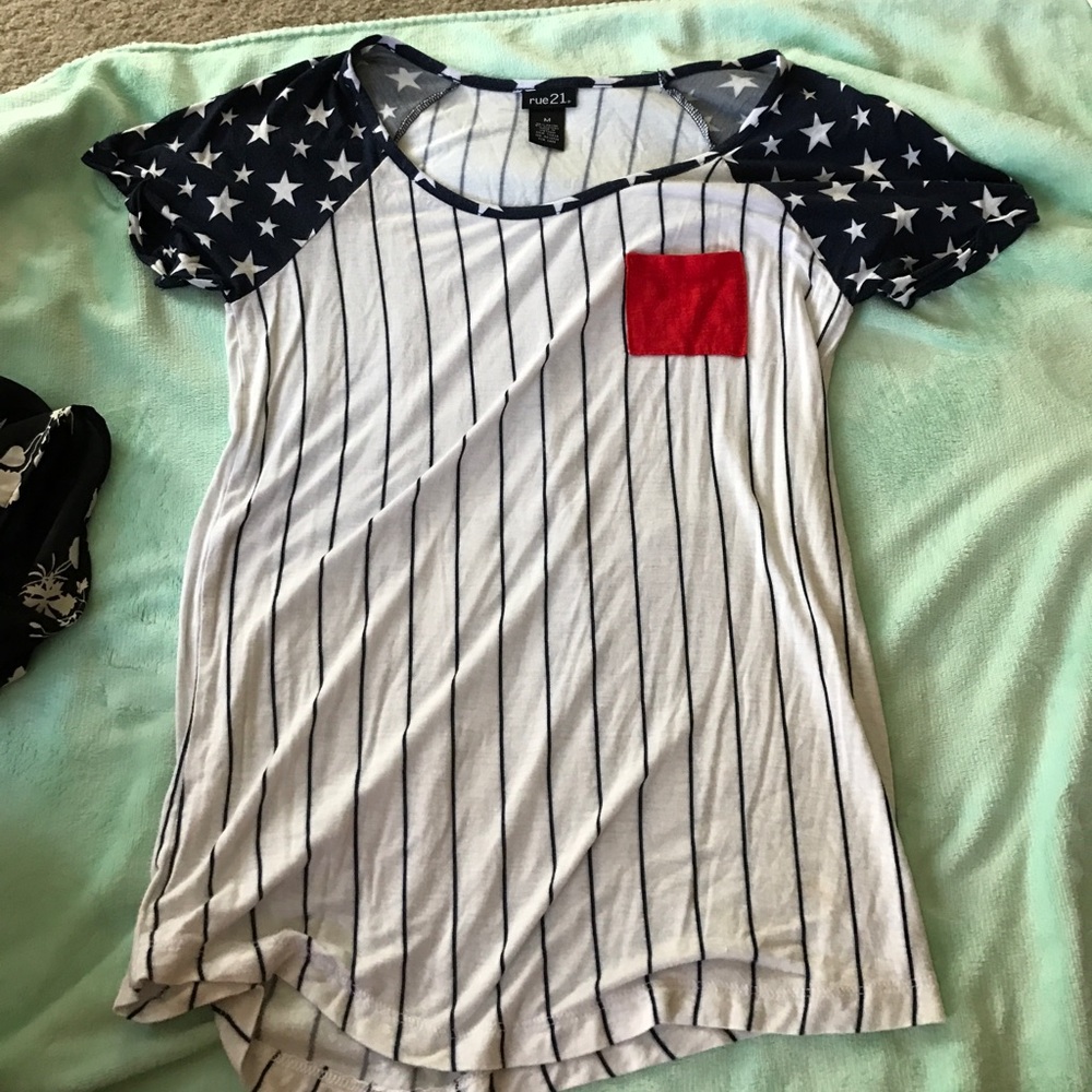 Red white and blue short sleeve shirt