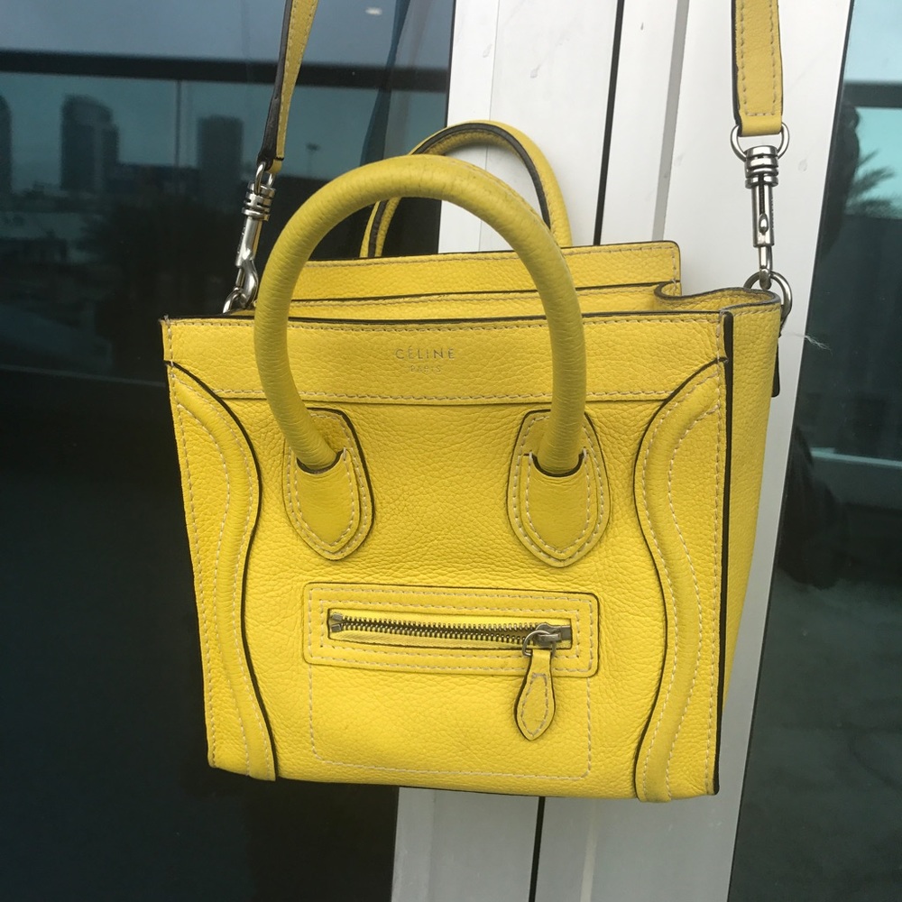 CELINE NANO LUGGAGE BAG IN YELLOW