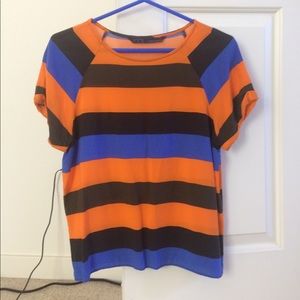 Zara Basic Striped Top Size Large (more like S/M)