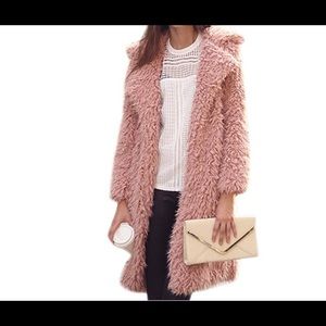 Pink fuzzy coat