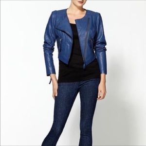Free people blue faux leather jacket
