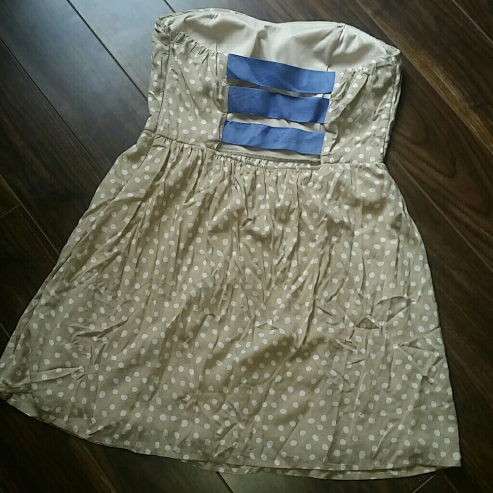 Papaya Strapless Dress Polkadot