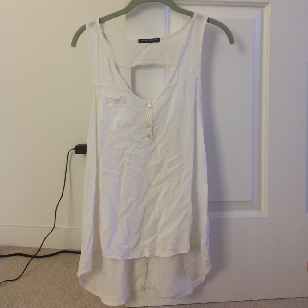 Brandy Melville White Flowy Tank