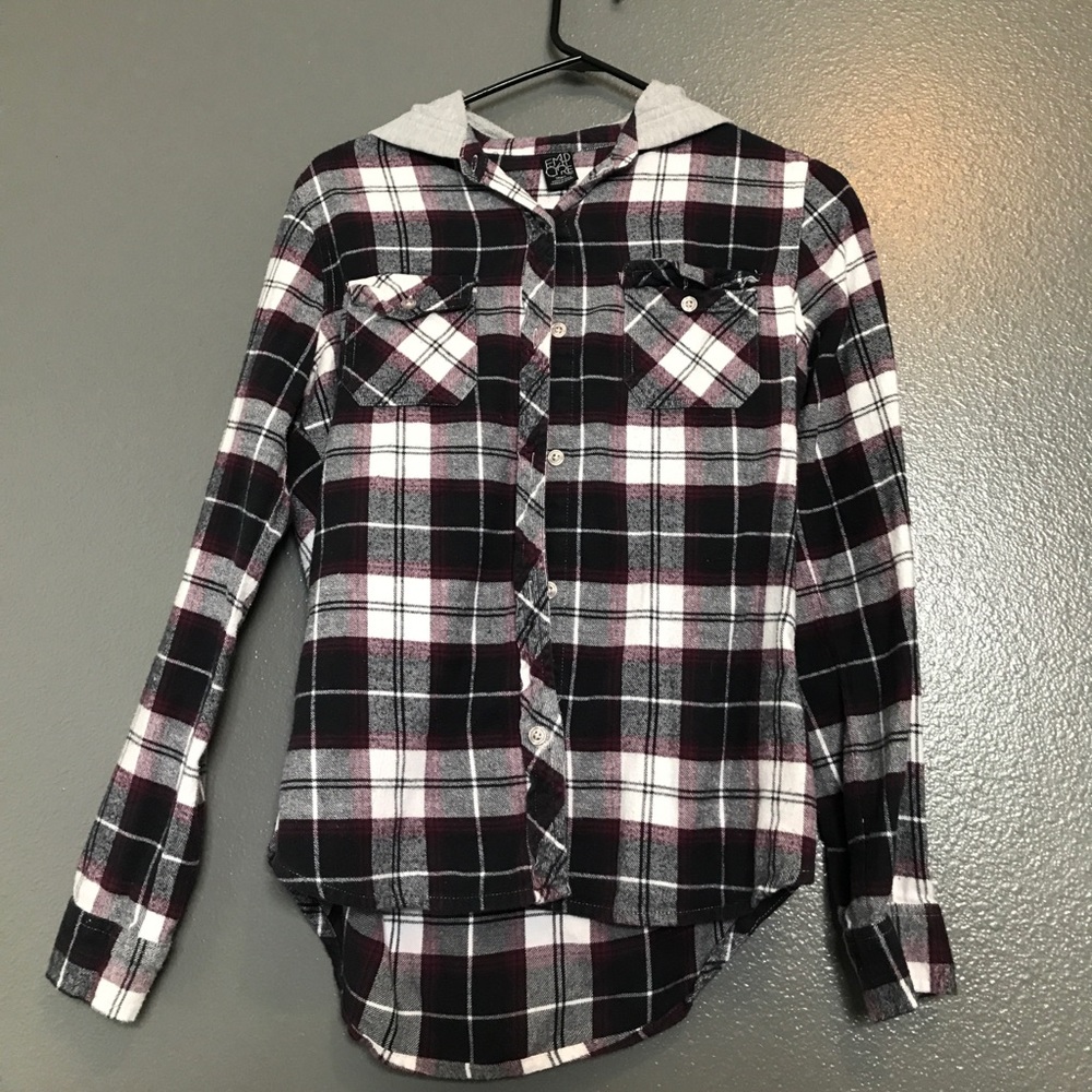 Built in hoodie flannel