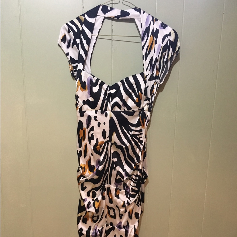 Satin zebra print dress