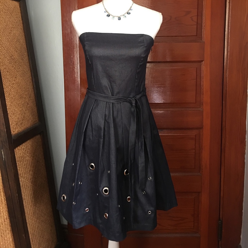 NWOT Eva Franco strapless denim dress