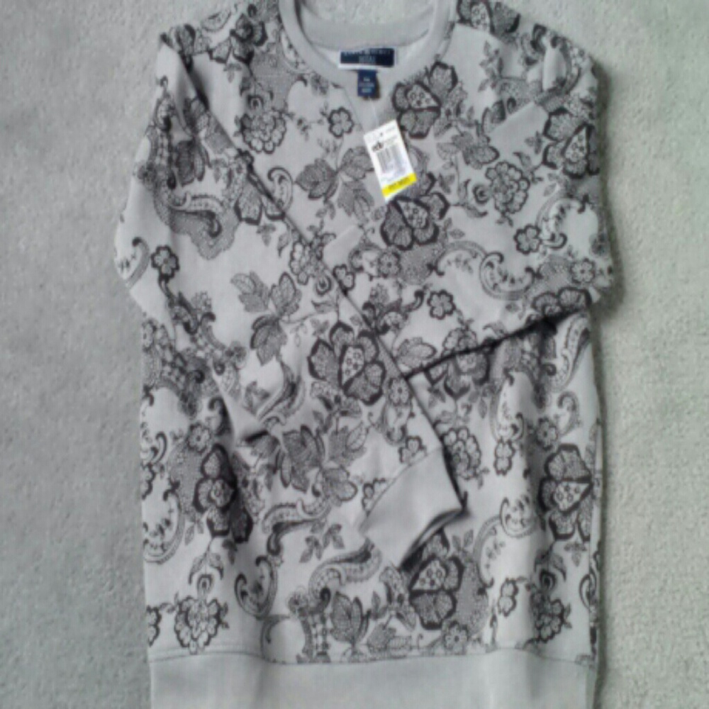 Sweatshirt, grey with black print