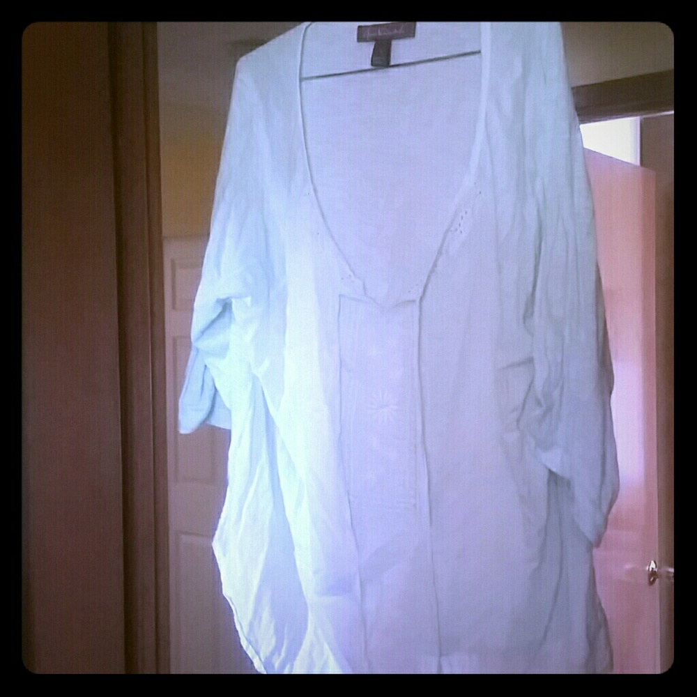 Gloria Vanderbilt 1X mint green blouse.