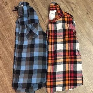 2 boys flannel button ups size 12/14 large
