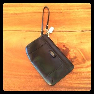 Black Leather Coach wristlet