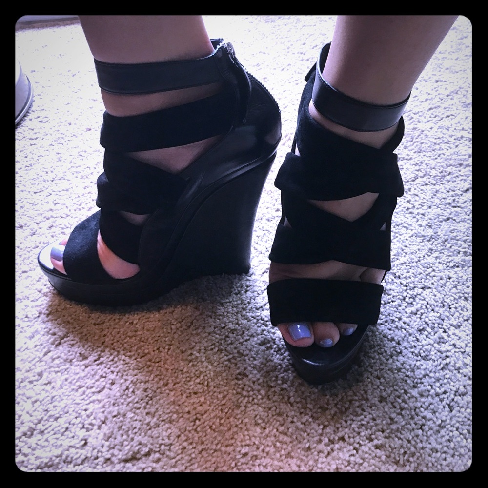 Rachel Zoe suede strap wedges