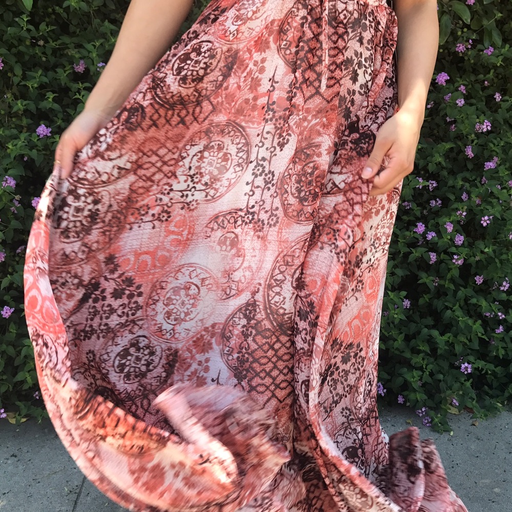 Lulu's Blush Pink Print Maxi Dress