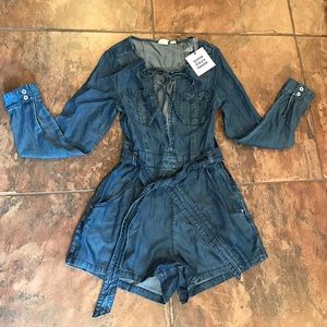 Long sleeve denim playsuit