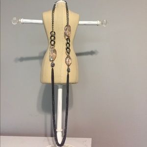 Beautiful long pewter Express necklace