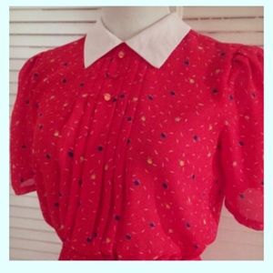 Fun Vintage Confetti Print Dress, Unlined, Red! Fun Vintage Confetti Print Dress, Unlined, Red!