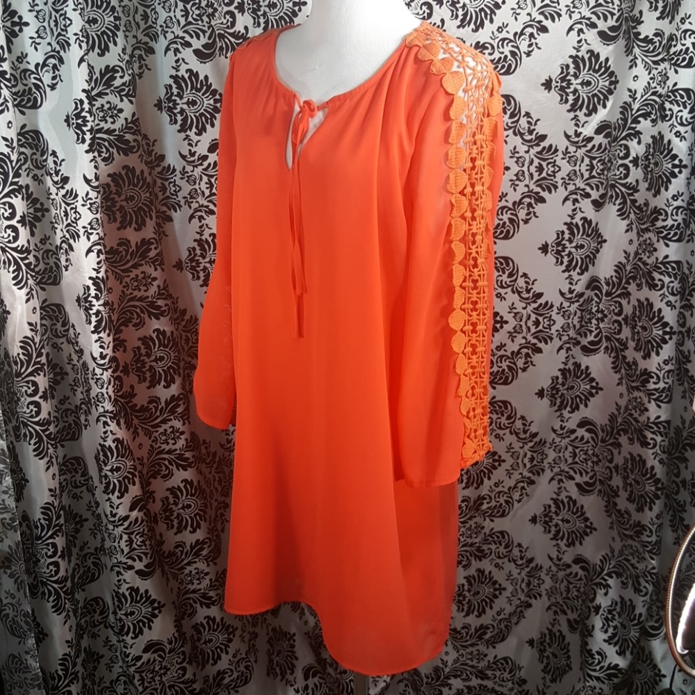 Umgee coral tunic mini dress Shabby chic