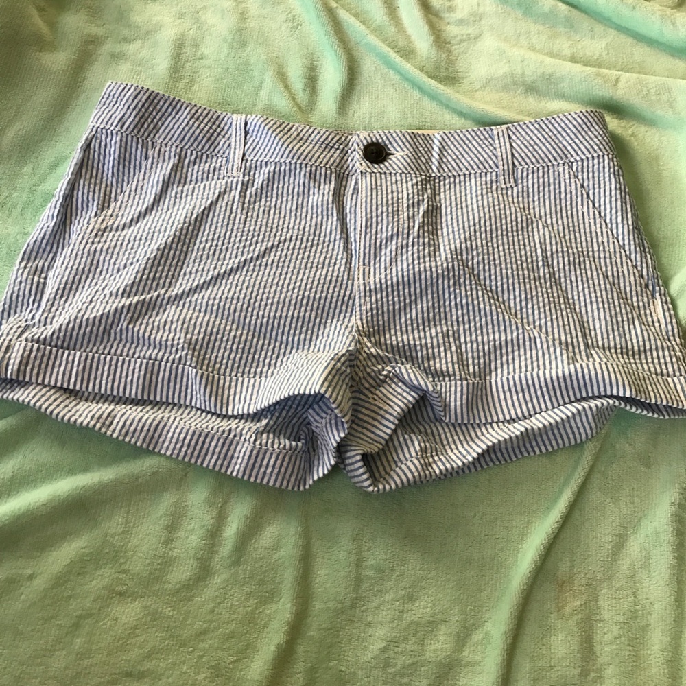 Pin stripe, blue and white shorts