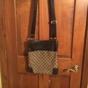 Gucci brown and tan Sukey monogram purse