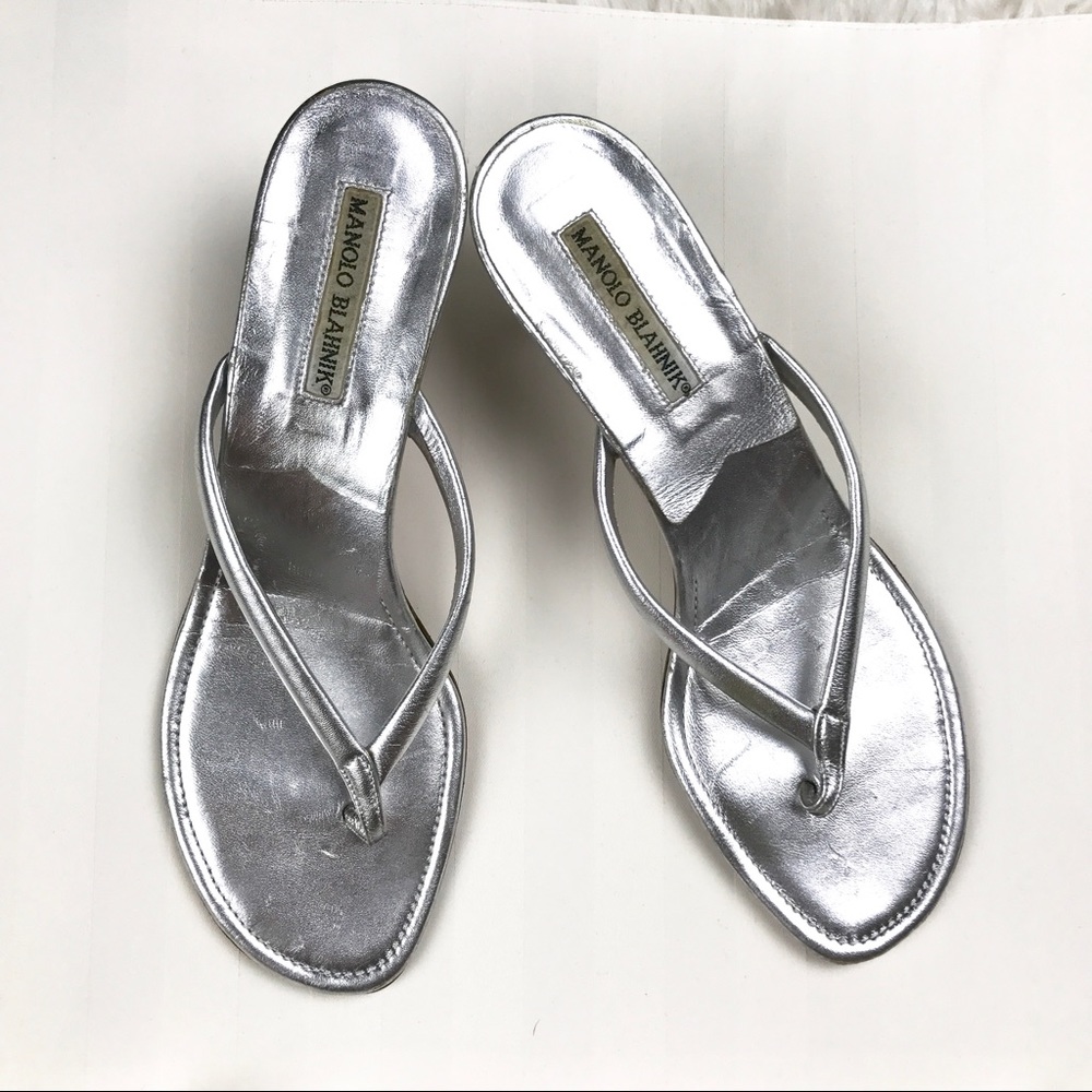Manolo Blahnik silver sandals