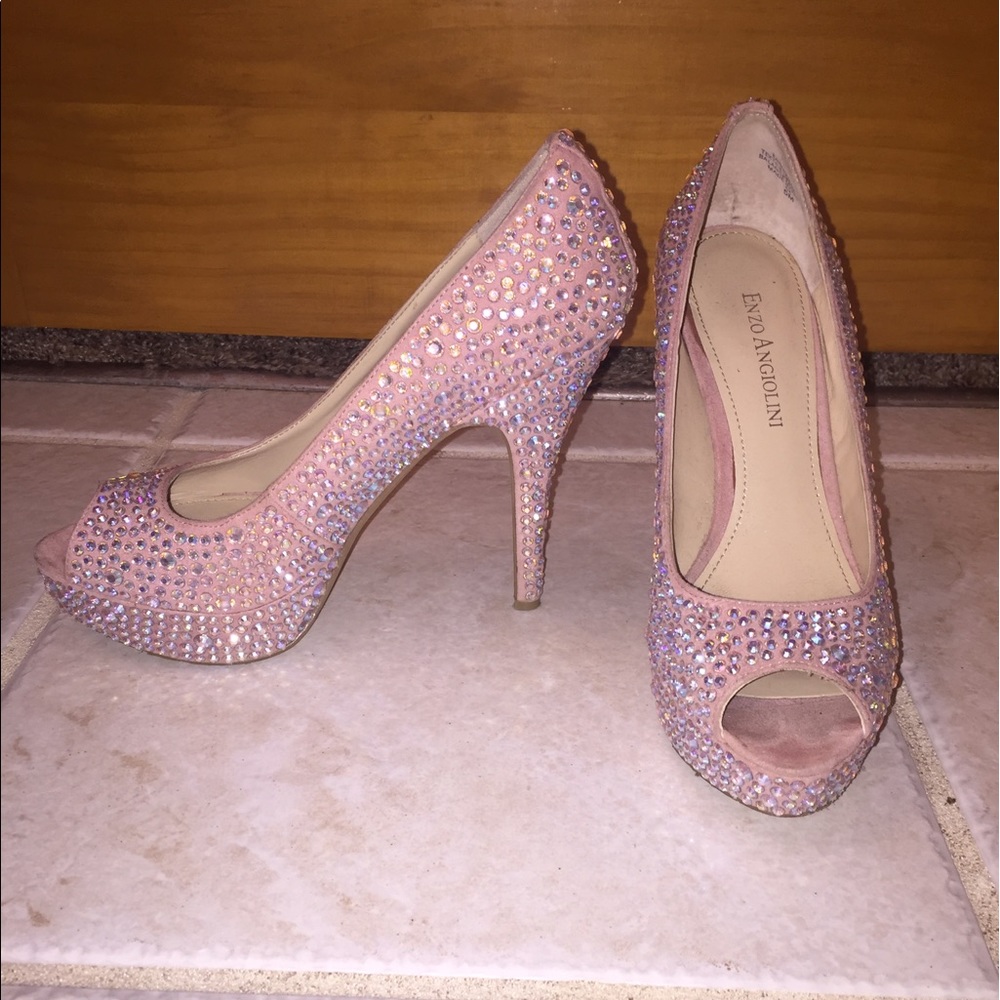 Enzo Angiolini Blush Crystal Heels