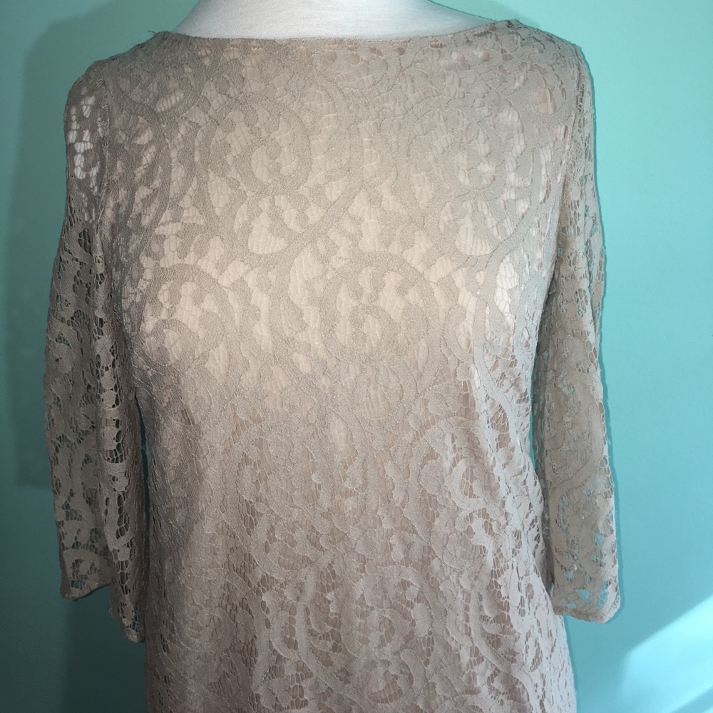 Nine West Champagne Lace Mini Sheath Dress