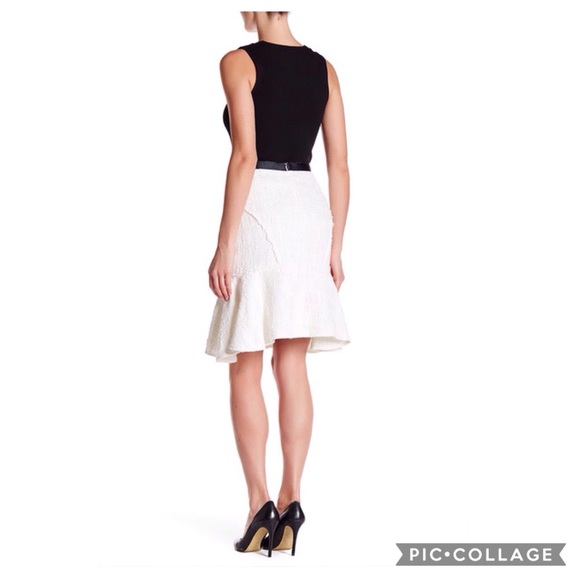 NANETTE LEPORE White Boucle Knit Flounced Skirt - Picture 5 of 6