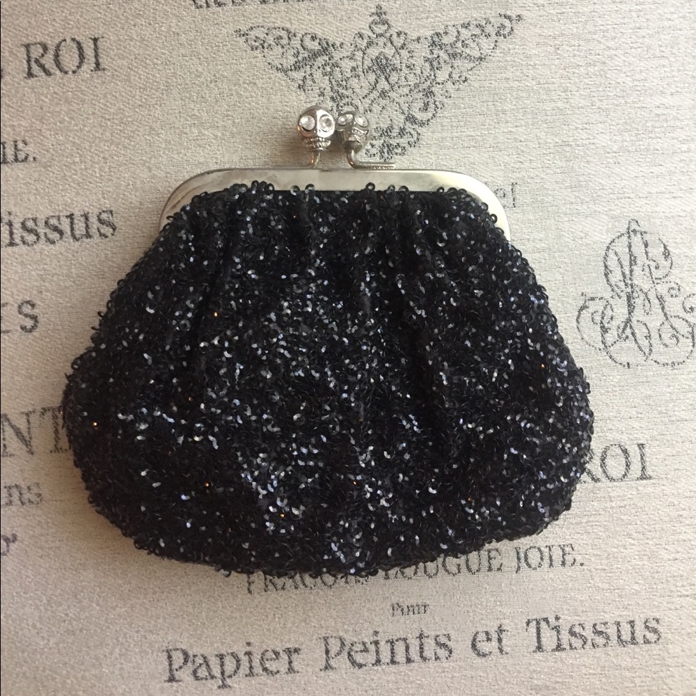 Betsy Johnson - black sequin clutch