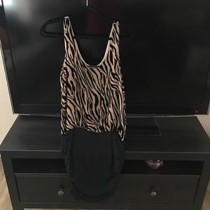 black & black/brown animal print dress