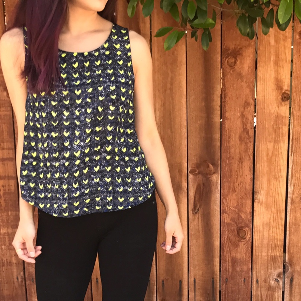 Lush Printed Tank W/ Sheer Back