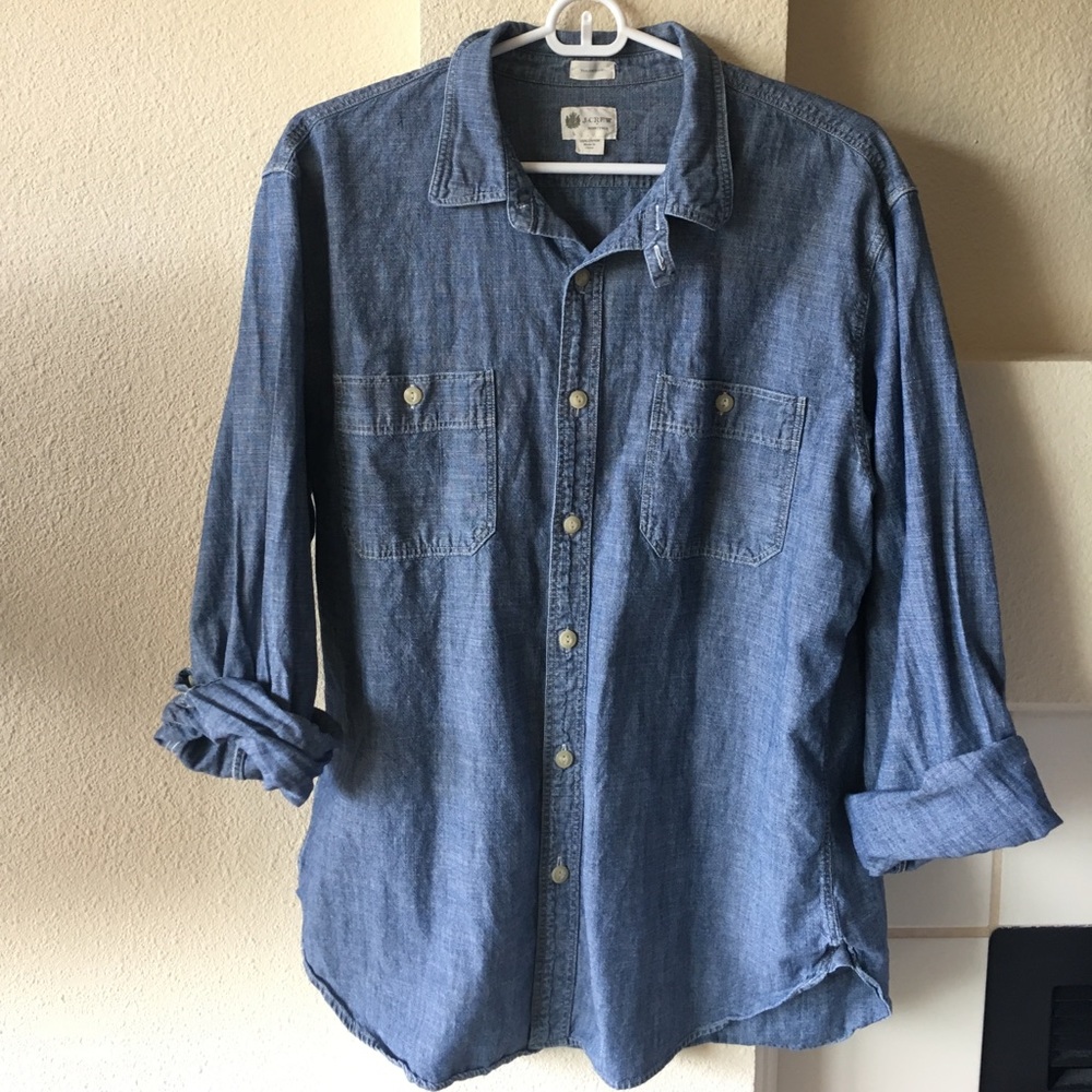J.Crew Men's Dark Chambray Work shirt Size L