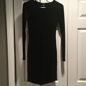 Black long sleeve midi dress