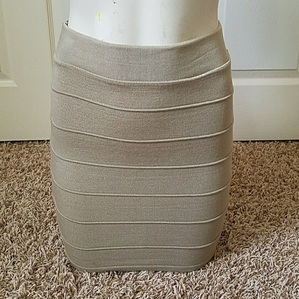 Tan mini pencil skirt, size M but fits like small